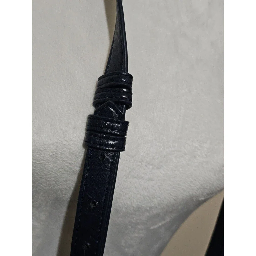 Pixie Mood Bag Textured orcrinkled vegan leather navy cord adjustable shoulder